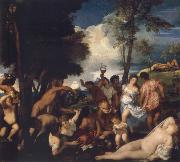 TIZIANO Vecellio Bacchanal or the Andrier oil painting reproduction